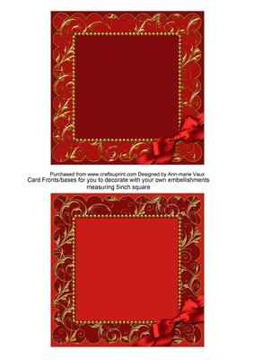 Red Fancy Ornate 5inch Sq Card Front Bases