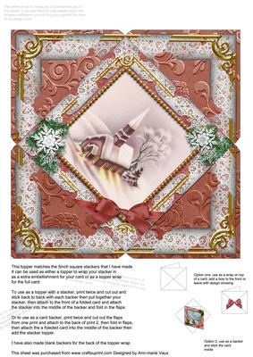 Church Lights on Snow 5inch Square Picture Envelope Backer