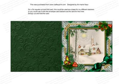 Winter Pub Holly 5in Square Folded Picture Card