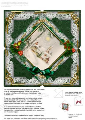 Winter Pub Holly 5inch Square Picture Envelope Backer