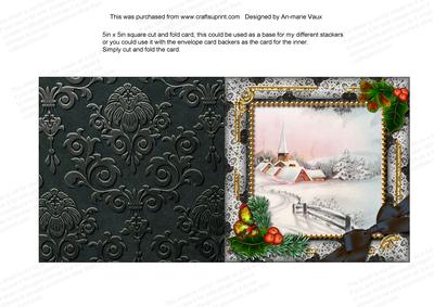 Snow Village Holly 5in Square Folded Picture Card