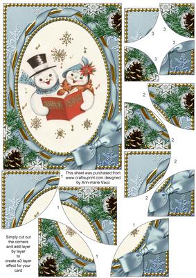 Singing Snowman 7x5inch All 4 Corner Stacker Card Front