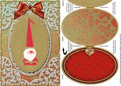 Little Gold Santa A5 Locket Card Front