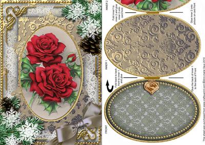 Christmas Roses Snow A5 Locket Card Front