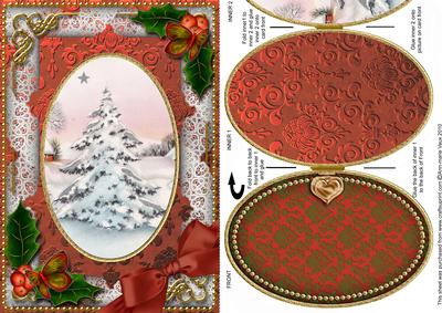 Snowy Christmas Tree Holly A5 Locket Card Front