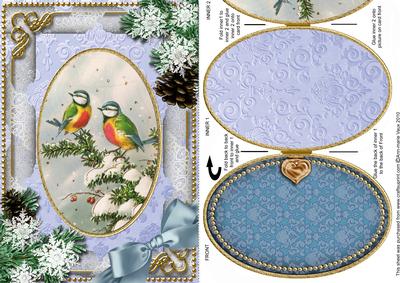 Christmas Blue Tits Snow A5 Locket Card Front