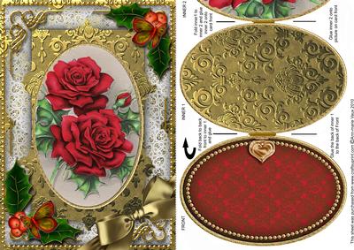 Christmas Roses Holly A5 Locket Card Front