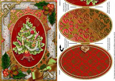 Elegant Christmas Tree Holly A5 Locket Card Front