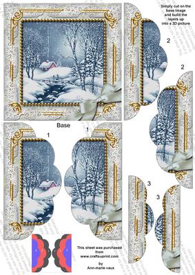 Blue Winter Walk 5in Side by Side Round Scallop Stacker