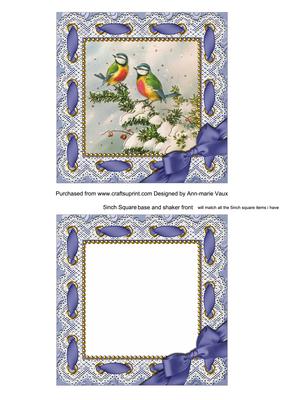 Christmas Blue Tits Ornate Card Base and Frame