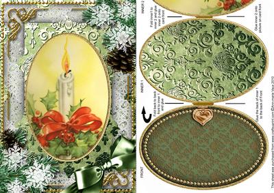 Christmas Candle 1 Snow A5 Locket Card Front