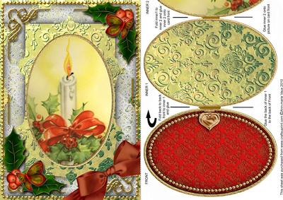 Christmas Candle Holly A5 Locket Card Front