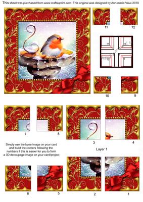 Christmas Red Robin All 4 Corner Stacker Card Front