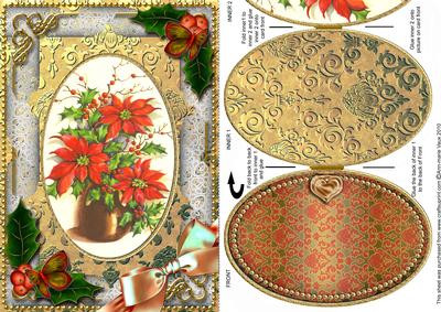 Poinsettia Holly A5 Locket Card Front