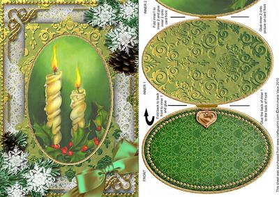 Christmas Candle Duo Snow A5 Locket Card Front