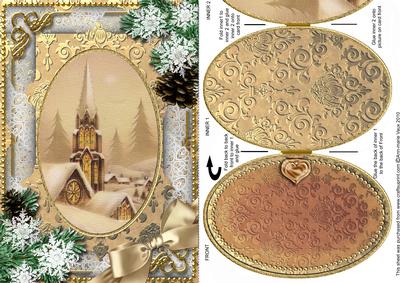 Christmas Steeple Snow A5 Locket Card Front