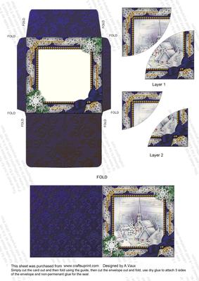 Blue Church Snow 3in Mini Card Envelope Duo Corner Aio