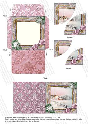 Snow Village Snow 3in Mini Card Envelope Duo Corner Aio