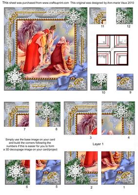 We Three Kings Snow All 4 Corner Stacker Card Front