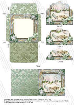 Winter Mornin Snow 3in Mini Card Envelope Scallop Bottom Aio