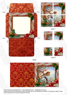 Robin 1 Holly 3in Mini Card Envelope 4 Corner Stacker Aio
