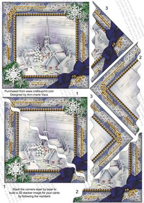 Blue Church Snow 5in Scallop Triangle Corner Stacker