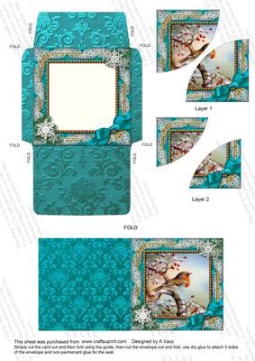 Robin 1 Snow 3in Mini Card Envelope Duo Corner Stacker Aio