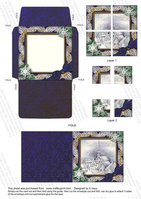 Blue Church Snow Mini Card Envelope 4 Corner Stack Aio