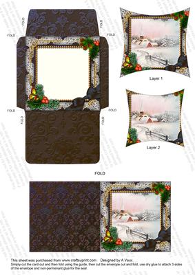 Snow Village Holly Mini Card Envelope Pointy Stacker Aio