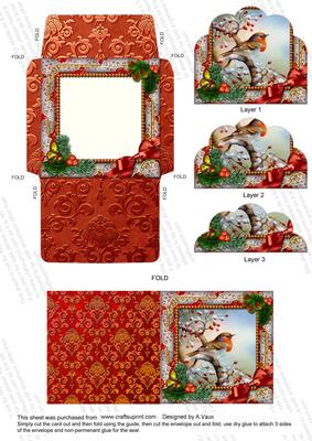 Robin 1 Holly Mini Card Envelope Scallop Bottom Stacker Aio