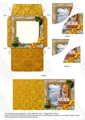 Angels Bell Pullin Holly Card Envelope Duo Stacker Aio