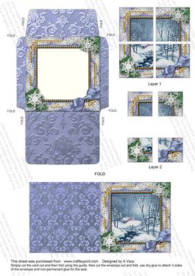 Blue Winter Walk Snow Card Envelope 4 Corner Stacker Aio