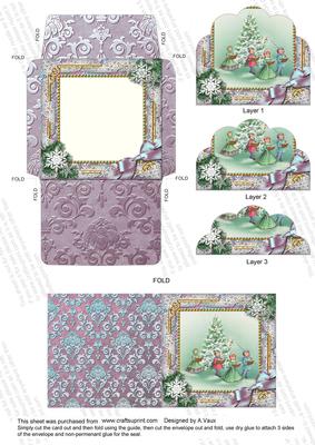 Carol Singers Snow Card Envelope Scallop Bottom Stacker Aio