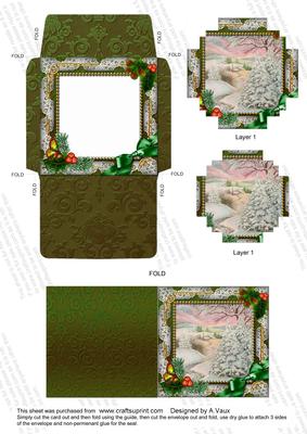 Christmas Stream Holly Card Envelope Block Stacker Aio