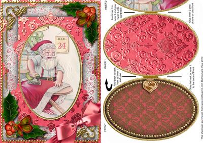 Santa Getting Ready Holly A5 Locket Card Front