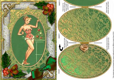 Hot Christmas Lady Holly A5 Locket Card Front