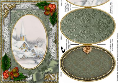 Snowy Church Holly A5 Locket Card Front