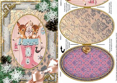 Cute Reindeer Snow A5 Locket Card Front