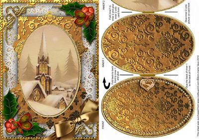 Gold Steeple Holly A5 Locket Card Front