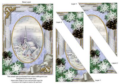 Blue Church Snow 7x5inch Triangle Duo Corner Stacker