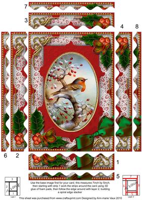 Robin Holly Wavy Spiral Edge Stacker 7x5in Card Front