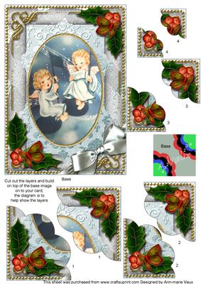 Singing Angels Holly 7x5inch Scalloped Duo Corner Stacker