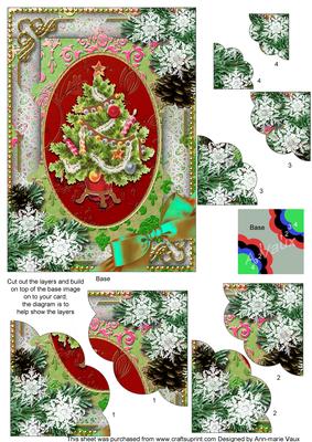 Elegant Tree Snow 7x5inch Scalloped Duo Corner Stacker