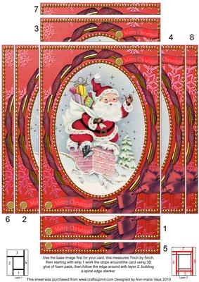 Chimney Santa Spiral Edge Stacker 7x5in Card Front