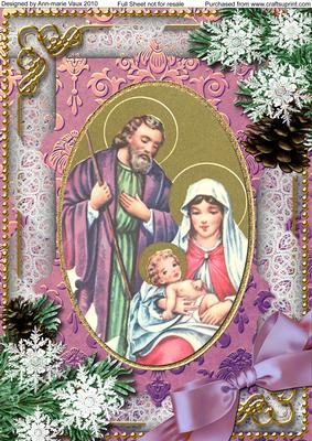 Christmas Religious Scene Snow A4 Picture Sheet