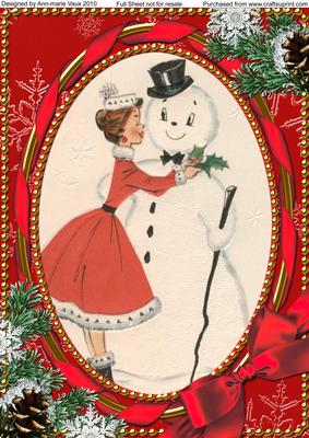 Mummy Kissing Snowman A4 Picture Sheet