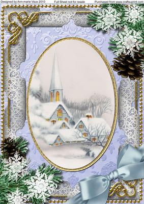 Snowy Church Snow A4 Picture Sheet
