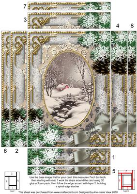 Winter Walk Snow Spiral Edge Stacker 7x5in Card Front