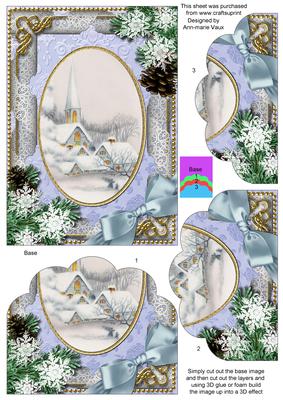 Snowy Church Snow Scallop Bottom 7x5inch Stacker
