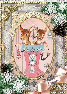 Cute Baby Reindeer Snow A4 Picture Sheet